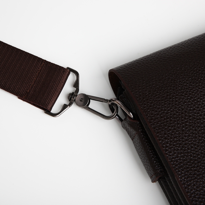 Сумка мужская через плечо TEXTURA, наружный карман, цвет коричневый
