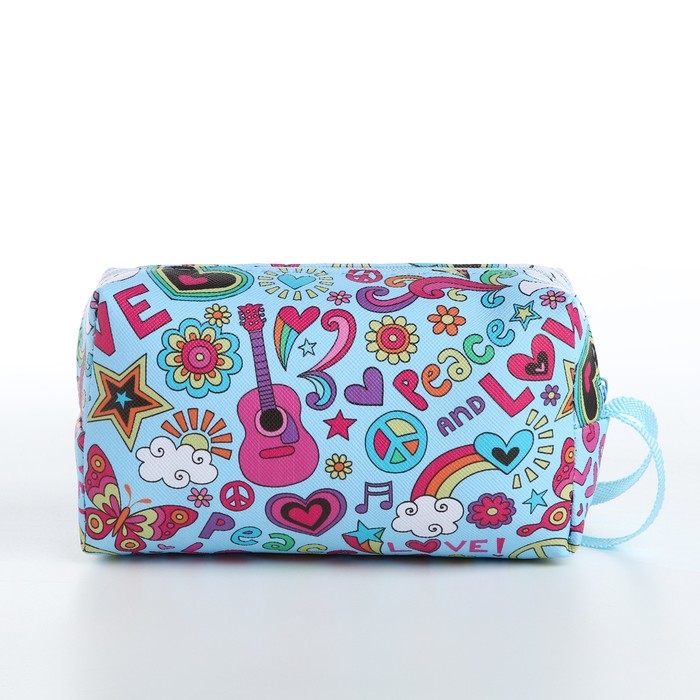 Косметичка на молнии, цвет голубой/разноцветный