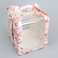 Коробка под торт, кондитерская упаковка, &laquo;Сакура&raquo;, 15 х 15 х 18 см