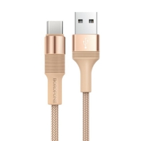 Кабель Borofone BX21, Type-C - USB, 3 А, 1 м, тканевая оплётка, золотистый