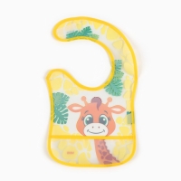 Нагрудник для кормления &laquo;Жирафик Лило&raquo; непромокаемый на липучке, с карманом