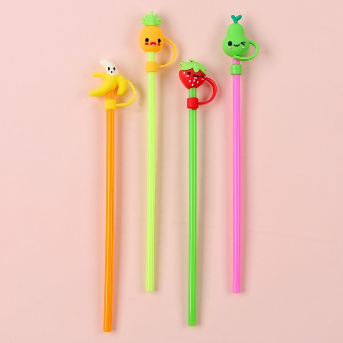 Трубочки для коктейля «Фруктики», 4 шт., цвета МИКС Трубочки для коктейля «Фруктики», 4 шт., цвета МИКС