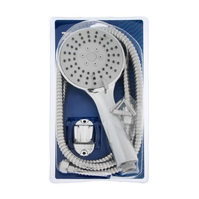 Набор для душа ZEIN Z0303, шланг 150 см, гайки металл, держатель, лейка 3 режима, хром Набор для душа ZEIN Z0303, шланг 150 см, гайки металл, держатель, лейка 3 режима, хром