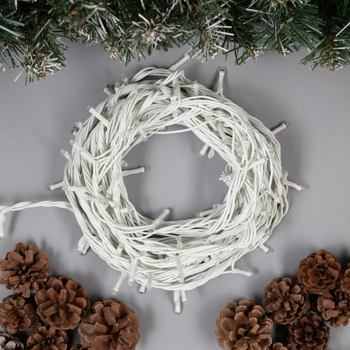 Гирлянда &laquo;Нить&raquo; 10 м, IP44, УМС, белая нить, 100 LED, свечение синее, 220 В