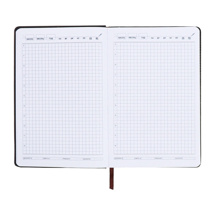 Ежедневник недатированный, А5, 140л, клетка, обл.кожзам, Синий