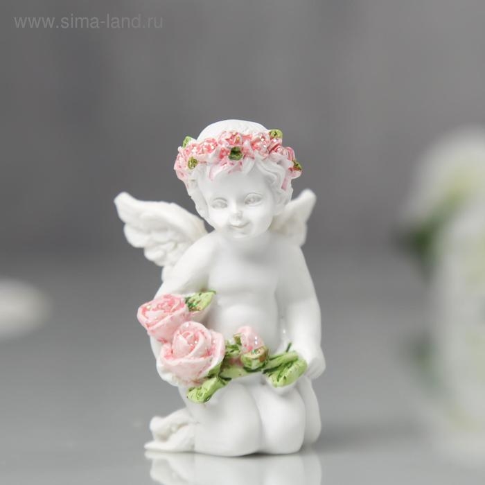 Фигурка полистоун "Ангел с бутонами роз" МИКС 5,8х3,3х3,7 см