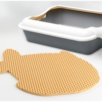 Коврик под миску и лоток «Рыбка», бежевый, 42х32 см Коврик под миску и лоток «Рыбка», бежевый, 42х32 см