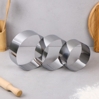 Набор форм для выпечки и выкладки «Круг», d=14 см, 16 см, 18 см, h=6.5 см, 3 шт Набор форм для выпечки и выкладки «Круг», d=14 см, 16 см, 18 см, h=6.5 см, 3 шт