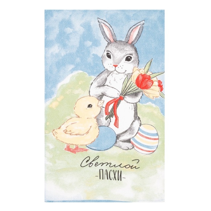 Набор полотенец кухонный Доляна "Светлой Пасхи" 35х60 см - 2 шт, 100% хлопок