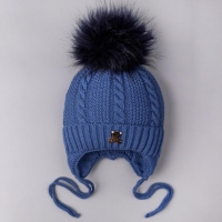 Шапка вязаная детская, цвет синий, размер 35-38см (1-3 мес.) Шапка вязаная детская, цвет синий, размер 35-38см (1-3 мес.)
