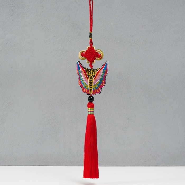 Подвеска текстиль "Бабочка" красная 2х6,5х27 см