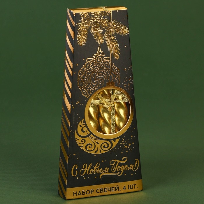 Новогодние свечи витые «Новый год: С Новым годом!», без аромата, набор 4 шт, высота 15 см Новогодние свечи витые «Новый год: С Новым годом!», без аромата, набор 4 шт, высота 15 см