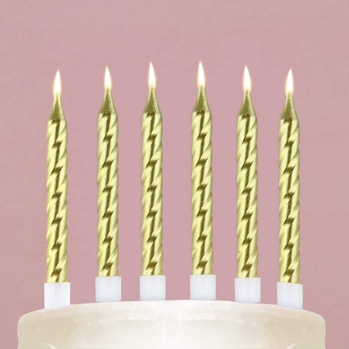 Свечи для торта, золото, 8 шт., 8,5 х 0,8 см