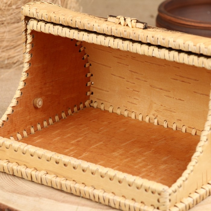 Хлебница "Лесные птицы", 24,5 х 20 х 14,5 см, береста