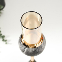 Подсвечник металл на 1 свечу "Серый  мрамор" 25х8х8 см