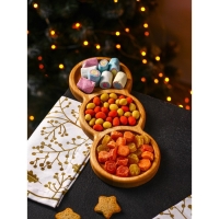 Менажница Adelica &laquo;Светофор&raquo;, 3 секции, 30&times;10&times;1,8 см, пропитана минеральным маслом, в подарочной коробке, берёза