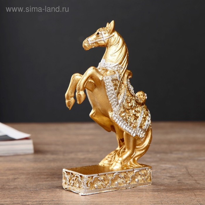Сувенир полистоун Сувенир полистоун "Золотой конь на дыбах" МИКС 12,5х8,3х3,8 см