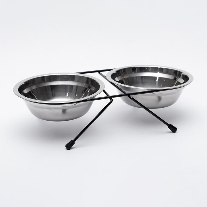 Набор из 2 мисок на подставке, 2 х 500 мл, чёрная подставка Набор из 2 мисок на подставке, 2 х 500 мл, чёрная подставка