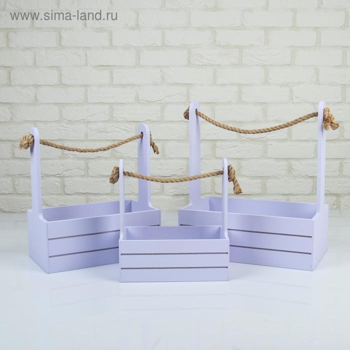 Набор кашпо деревянных 3 в 1 (29&times;18&times;33; 25&times;15&times;30; 21&times;12&times;23) "Аром", лаванда