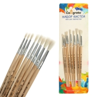 Набор кистей ворс "Коза" круглые 8 штук (№1,2,3,4,5,6,7,8) с деревянными ручками, блистер Набор кистей ворс "Коза" круглые 8 штук (№1,2,3,4,5,6,7,8) с деревянными ручками, блистер