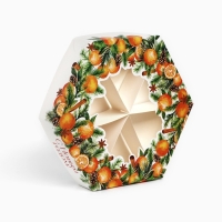 Коробка складная «Мандаринчики», 23 х 23х 4 см, Новый год Коробка складная «Мандаринчики», 23 х 23х 4 см, Новый год