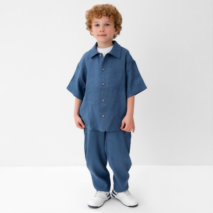Рубашка для мальчика KAFTAN Linen, р. 30 (98-104), синий