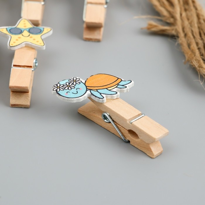 Декор для творчества дерево Декор для творчества дерево "Прищепка. Морские животные в отпуске" набор 10 шт 4х2х1,2 см