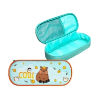 Пенал-футляр мягкий 90 х 220 х 50 мм, текстильный, Hatber "Реально крутой Капибара" бирюзовый NPk_73278 Пенал-футляр мягкий 90 х 220 х 50 мм, текстильный, Hatber "Реально крутой Капибара" бирюзовый NPk_73278