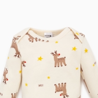Боди детское Крошка Я "Mery Xmas", рост 80-86 см, цвет бежевый