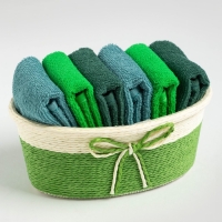 Набор махровых декоративных салфеток Этель, 30х30см-6шт, цвет зелёный, 100% хлопок Набор махровых декоративных салфеток Этель, 30х30см-6шт, цвет зелёный, 100% хлопок