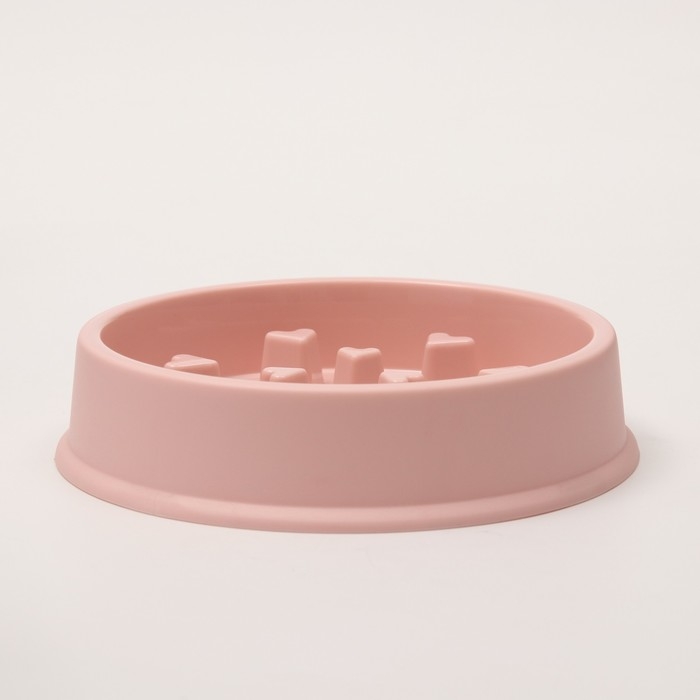 Миска "Медленное кормление", от переедания, 19,5 х 19,5 х 4,5 см, розовая