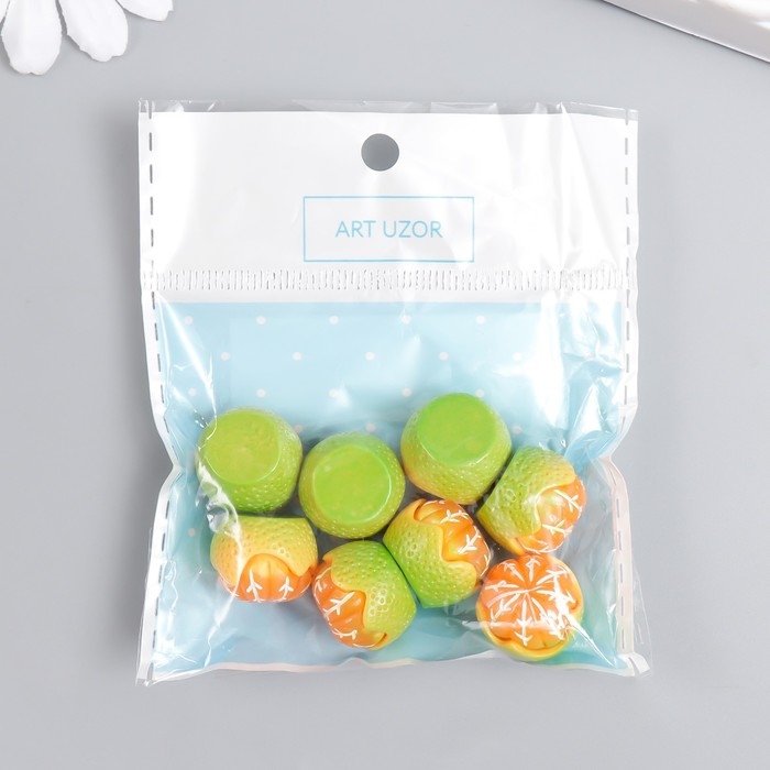 Декор для творчества акрил "Апельсин в кожуре" набор 8 шт 1,4х1,7х1,7 см