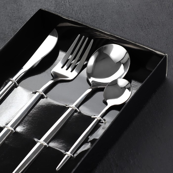 Столовые приборы из нержавеющей стали «Живи со вкусом», 4 предмета Столовые приборы из нержавеющей стали «Живи со вкусом», 4 предмета