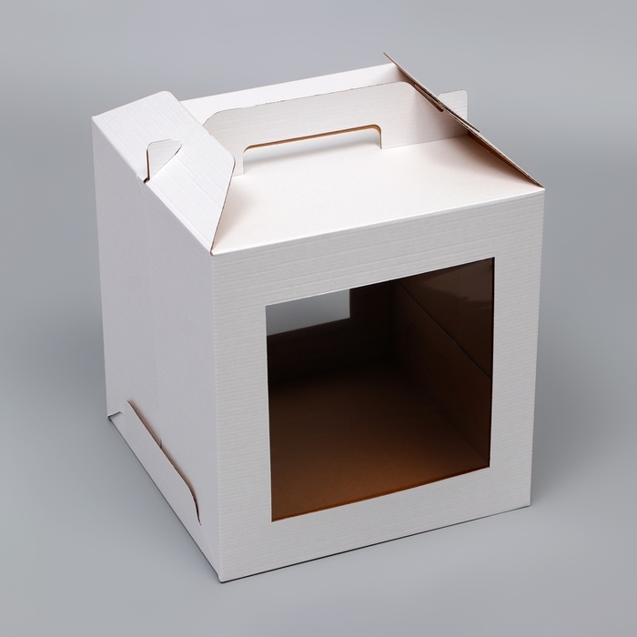 Кондитерская упаковка, с ручками, 2 окна, 28 х 28 х 30 см Кондитерская упаковка, с ручками, 2 окна, 28 х 28 х 30 см