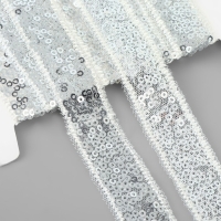 Тесьма декоративная с пайетками, 20 мм, 4,5 &plusmn; 0,5 м, цвет серебряный