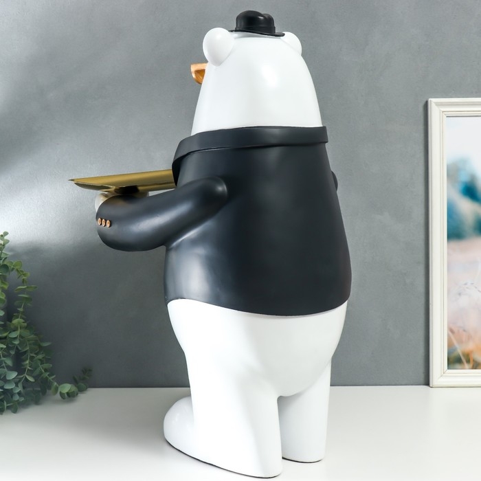 Сувенир полистоун подставка "Белый мишка в чёрном пиджаке, в очках и шляпе" 69х34,5х42,5 см