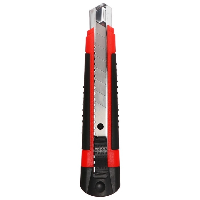 Нож канцелярский 18мм, пластиковый, фиксатор, прорезиненный, TOP Нож канцелярский 18мм, пластиковый, фиксатор, прорезиненный, TOP