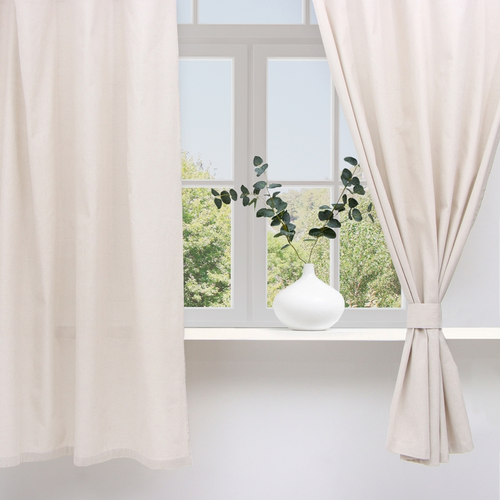 Комплект штор для кухни с подхватами Доляна My magic kitchen, 149х180&plusmn;3 см - 2 шт, рогожка 160 г/м