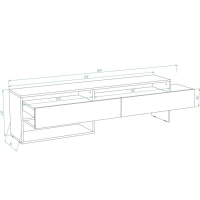 Тумба ТВ 1, 1800*300*420, Белый/Дуб крафт золото