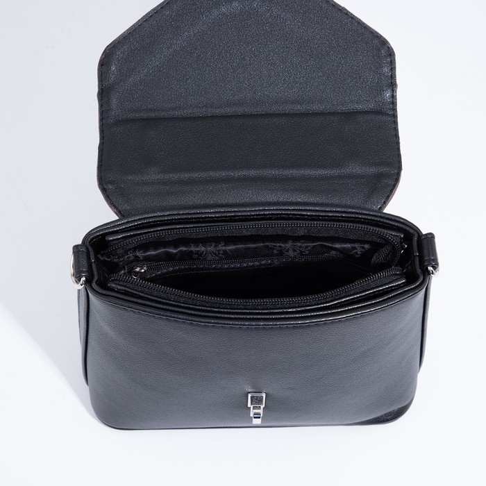 Сумка-мессенджер на клапане, цвет чёрный/коричневый Сумка-мессенджер на клапане, цвет чёрный/коричневый