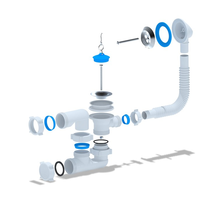 Комплект для ванны "АНИ Пласт" E250: сифон с поворотным коленом