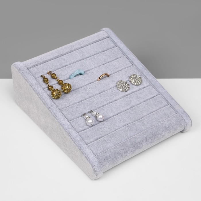 Подставка под кольца горка, 9 полос, 23&times;19&times;9,5 см, цвет серый