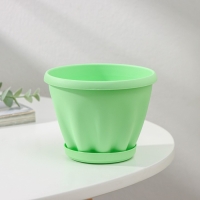 Горшок для цветов с поддоном &laquo;Знатный&raquo;, 450 мл, d=11 см, цвет зелёный