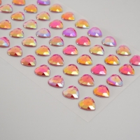 Наклейка пластик стразы "Сердце" малиновый перламутр 18х8 см Наклейка пластик стразы "Сердце" малиновый перламутр 18х8 см