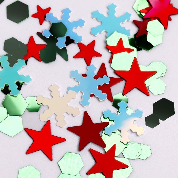 Новый год! Пайетки для декора, «Christmas», цвет зелёный/голубой/красный Новый год! Пайетки для декора, «Christmas», цвет зелёный/голубой/красный