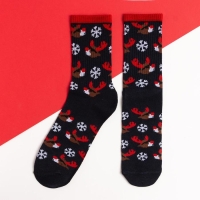 Носки новогодние мужские KAFTAN "Олень" размер 41-44 (27-29 см), цвет синий Носки новогодние мужские KAFTAN "Олень" размер 41-44 (27-29 см), цвет синий