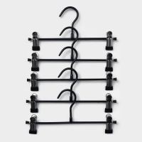 Вешалки для брюк и юбок, с зажимами, 5 шт, 26&times;13 см, цвет чёрный