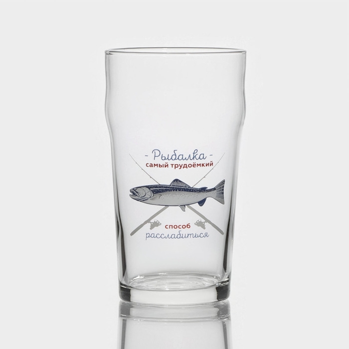 Стакан стеклянный для пива &laquo;На рыбалке&raquo;, 570 мл, рисунок МИКС
