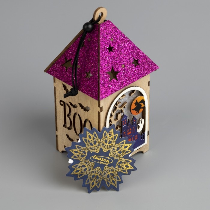 Светодиодная подвеска &laquo;Бежевая башня призраков&raquo; 6.5 &times; 17.5 &times; 6.5 см, пластик, батарейки LR1130х3 (в комплекте), свечение тёплое белое