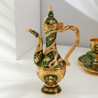 Набор винный кувшин, 6 бокалов и поднос "Турция. Цветы и узоры" зелёный с золотом Набор винный кувшин, 6 бокалов и поднос "Турция. Цветы и узоры" зелёный с золотом